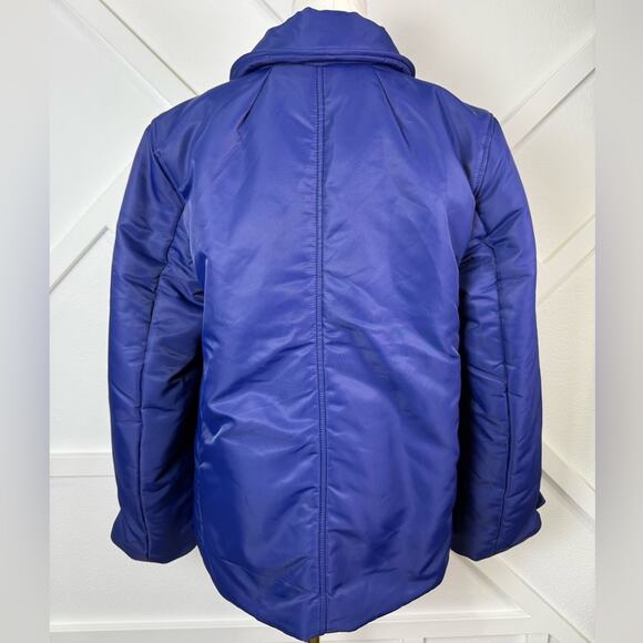 NWT J. Crew Peacoat Puffer Jacket In Lightweight Shiny Nylon Blue Size Small - Picture 7 of 12